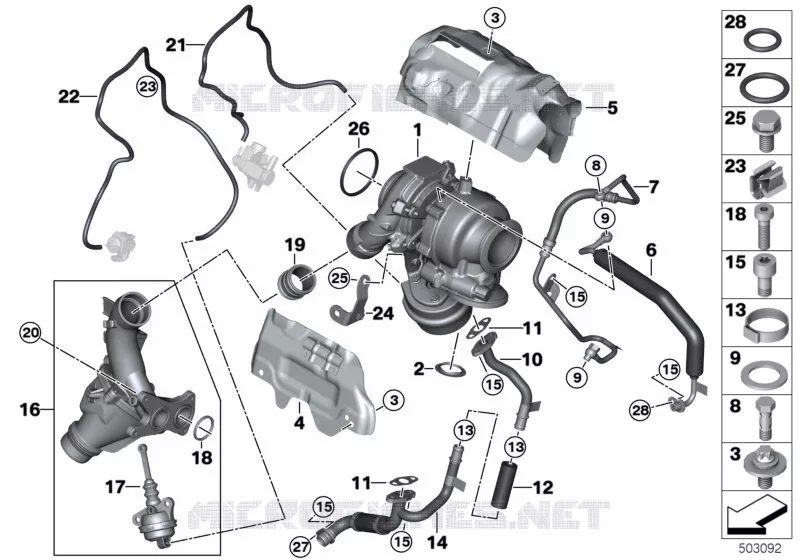 Turbo-compresseur avec lubrification MINI MINI COOPER D 2018 Cooper D N Cooper D