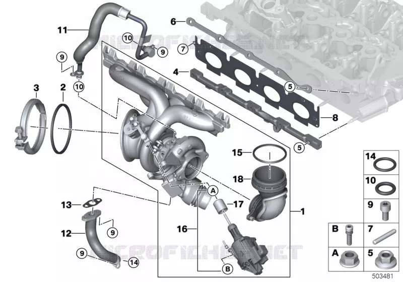 Turbo-compresseur avec lubrification MINI MINI COOPER S 2016 Cooper S ALL4 N Cooper S ALL4